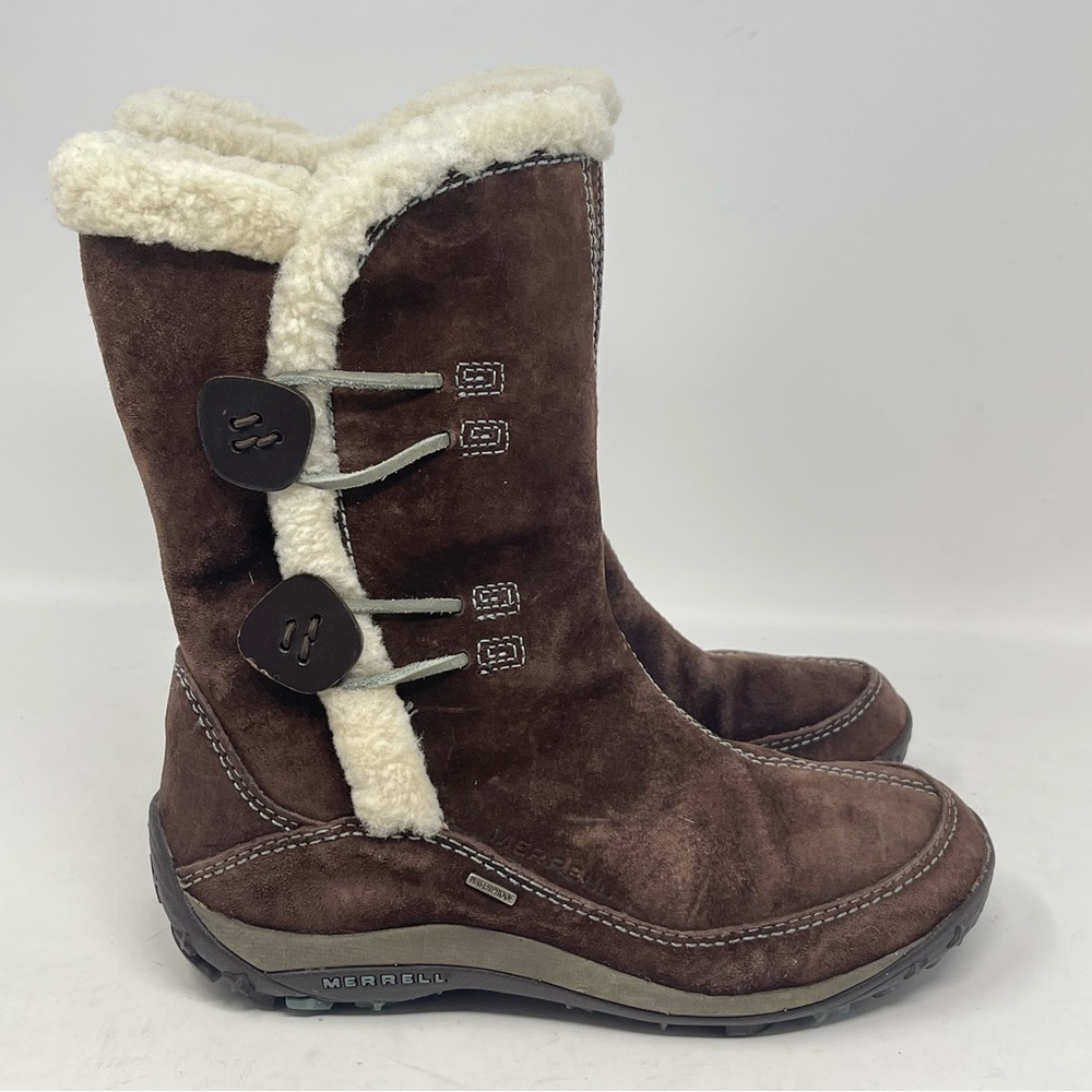 Merrell Yarra Winter Boots Womens 6 Brown Suede Waterproof Primaloft Insulated View 3